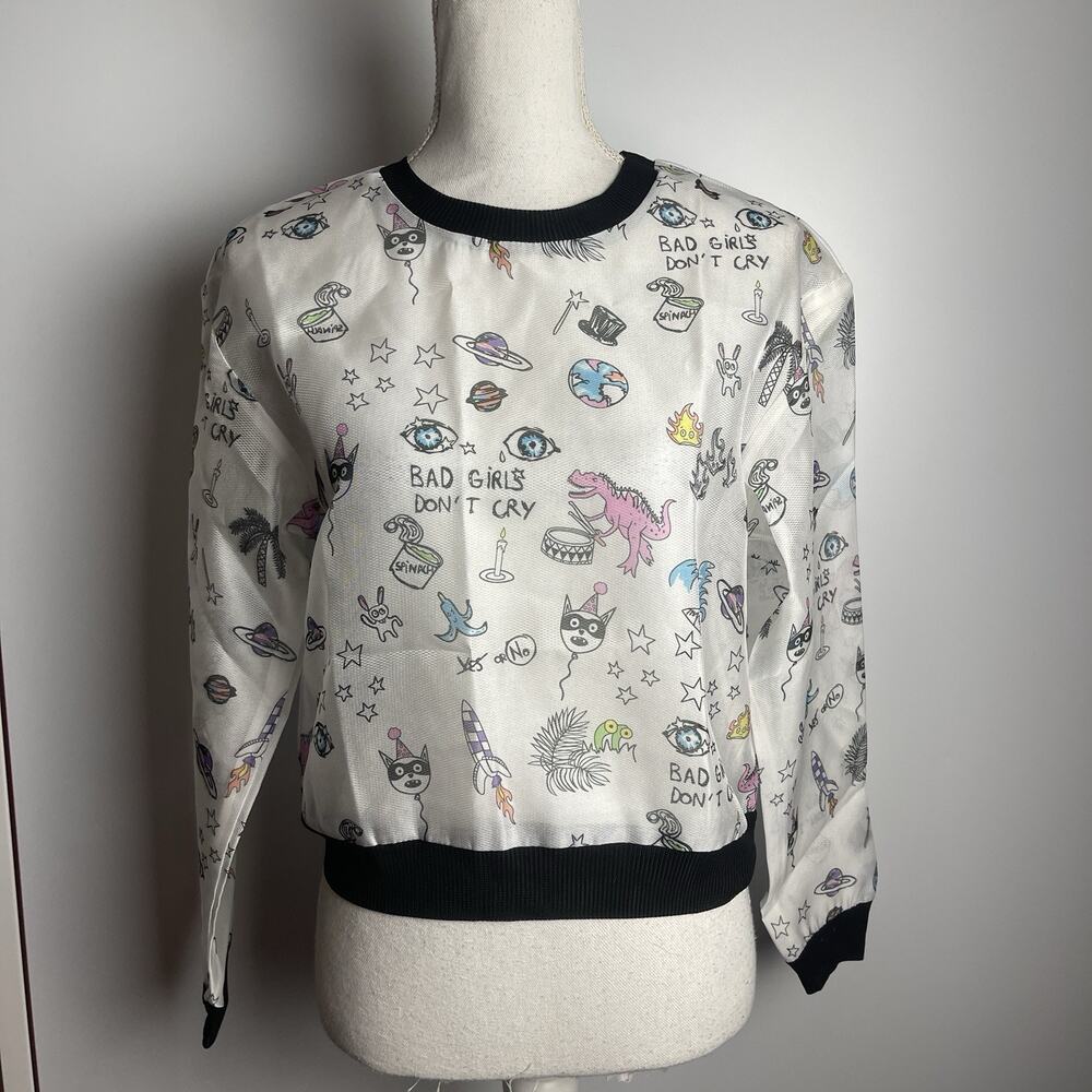 Re:named Cartoon Doodle Dinosaur Space, SEMI-SHEER Lightweight Top Mesh Medium